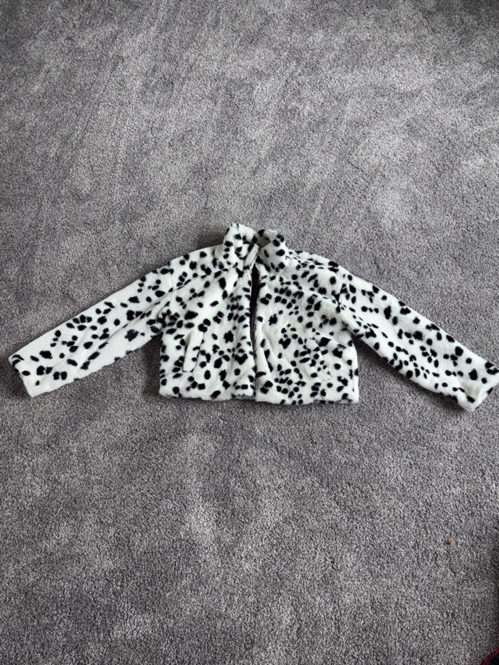 Black & White Faux Fur Dalmatian Print Jacket